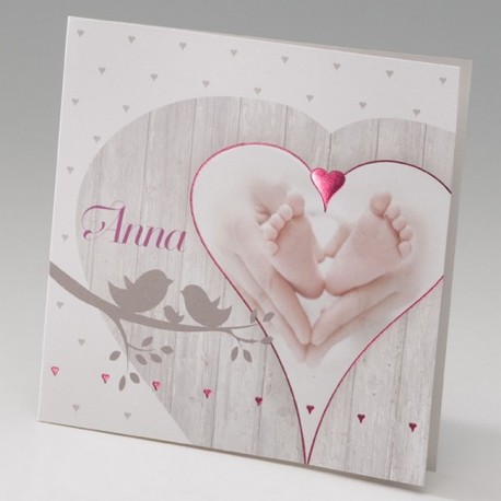Faire-part de naissance fantaisie fille coeur pieds Belarto Baby Dreams 715031 Faire-part de naissance fantaisie fille coeur pieds Belarto Baby Dreams 715031
