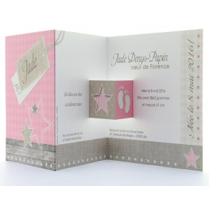 Faire-part de naissance vintage fille rose  Belarto Happy Baby 715911