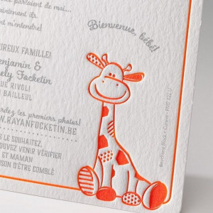 Faire-part naissance viantage girafe fluo orange  Belarto Happy Baby 715123