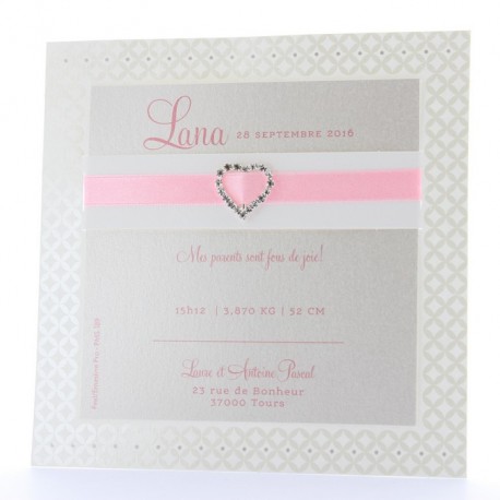 Faire-part de naissance chic fille rose strass Belarto Baby Dreams 715939 Faire-part de naissance chic fille rose strass Belarto Baby Dreams 715939