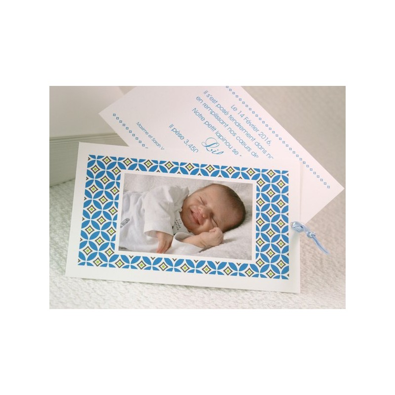 Faire-part naissance lapin photo pochette bleue FPS Petite ...