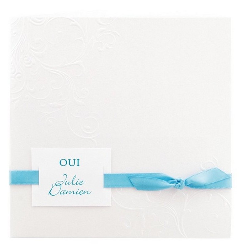 faire part mariage blanc arabesque ruban turquoise r 233 galb faire part mariage blanc arabesque ruban turquoise r 233 galb