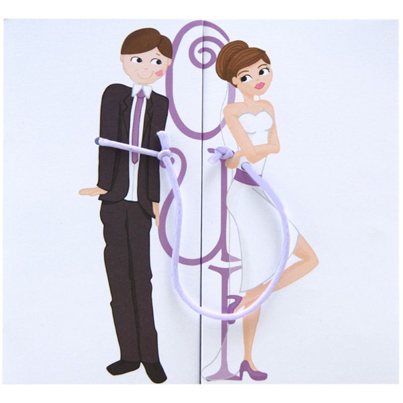 faire part mariage humoristique couple attache regalb jd3039