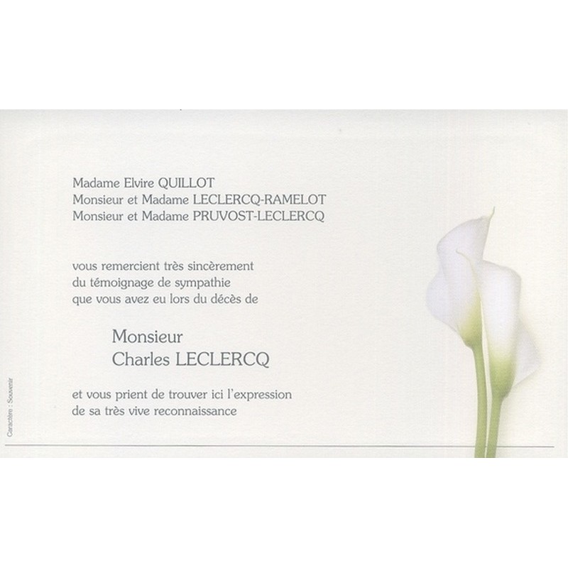 Carte De Remerciement Deces Deuil Condoleances Obseques Decorte 6545