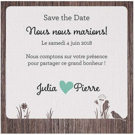 Carte lunch ou remerciements crème liseré bois BELARTO Love 726515 Carte lunch ou remerciements crème liseré bois BELARTO Love 726515