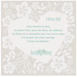 Carte lunch ou remerciements crème originale coeurs fleurs BELARTO Love 726508