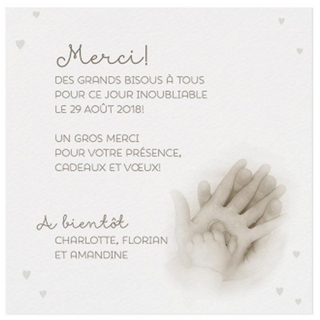 Carte lunch ou remerciements crème mains parents enfant BELARTO Love 726541 Carte lunch ou remerciements crème mains parents enfant BELARTO Love 726541