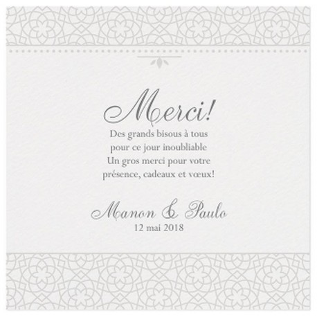 Carte lunch ou remerciements crème classique arabesque vernis - BELARTO Love 726543