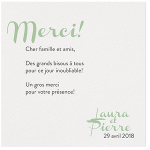 Carte lunch ou remerciements crème classique papier martelé - BELARTO Love 726580