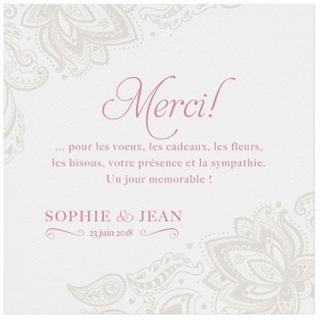 Carte lunch ou remerciements classique arabesque encre de suède - BELARTO Love 726570 Carte lunch ou remerciements classique arabesque encre de suède - BELARTO Love 726570