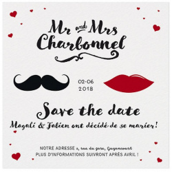 Carte lunch ou remerciements humoristique moustaches lèvres - BELARTO Love 726511