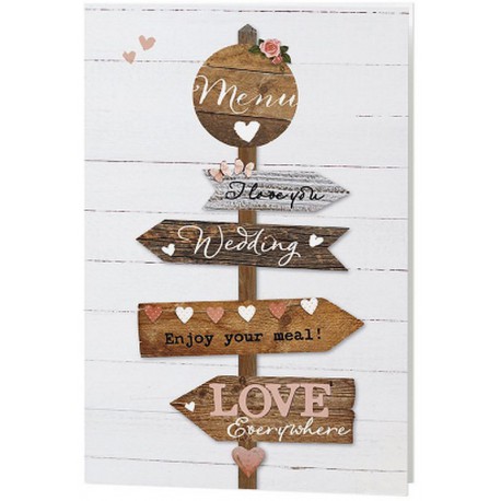 Menu mariage crème pancarte bois - Belarto Love 726607 Menu mariage crème pancarte bois - Belarto Love 726607