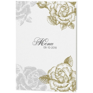 Menu mariage vintage fleurs dorées grises - Belarto Love 726657