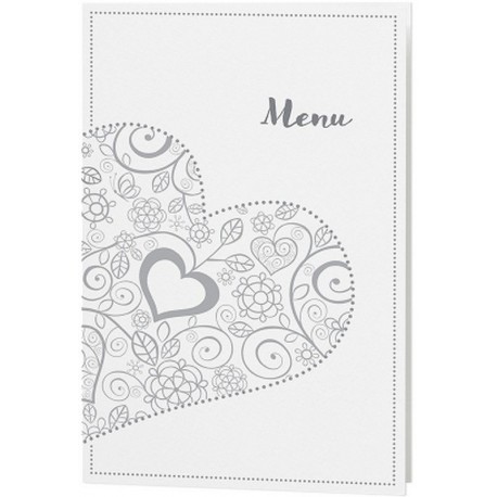Menu mariage chic blanc coeurs gris - Belarto Love 726664 Menu mariage chic blanc coeurs gris - Belarto Love 726664