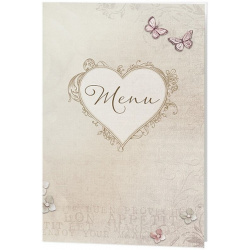 Menu mariage vintage nature coeur papillons - Belarto Love 726646