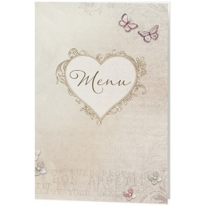 Menu mariage vintage nature coeur papillons - Belarto Love 726646