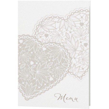 Menu mariage classique crème coeurs taupe - Belarto Love 726650 Menu mariage classique crème coeurs taupe - Belarto Love 726650