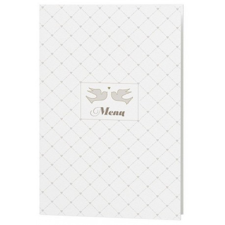 Menu mariage crème chic oiseaux coeurs vernis - Belarto Love 726629