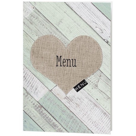 Menu mariage nature bois peint coeur - Belarto Love 726602 Menu mariage nature bois peint coeur - Belarto Love 726602