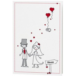 Menu mariage dessin mariés humoristique coeurs - Belarto Love 726605