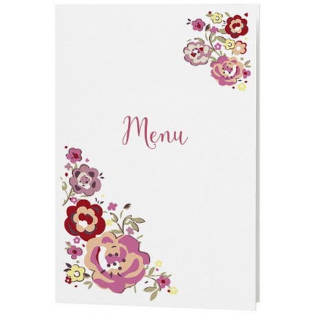 Menu mariage chic blanc fleurs roses - Belarto Love 726639 Menu mariage chic blanc fleurs roses - Belarto Love 726639