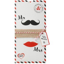 Faire-part mariage original lèvres moustaches noir rouge Belarto Love 726079