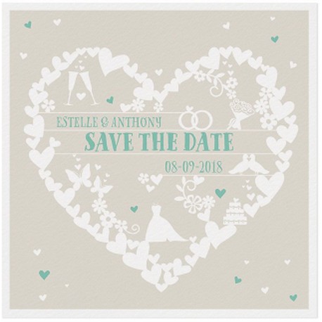 Carte lunch ou remerciements festive chic coeur taupe - BELARTO Romantic 726567 Carte lunch ou remerciements festive chic coeur taupe - BELARTO Romantic 726567