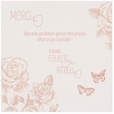 Carte lunch ou remerciements vintage blanc orisé fleurs roses - BELARTO Romantic 726533 Carte lunch ou remerciements vintage blanc orisé fleurs roses - BELARTO Romantic 726533