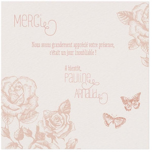 Carte lunch ou remerciements vintage blanc orisé fleurs roses - BELARTO Romantic 726533