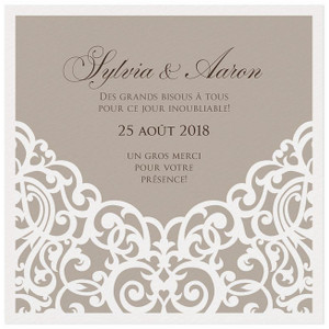 Carte lunch ou remerciements vintage bronze arabesques crème - BELARTO Romantic 726547
