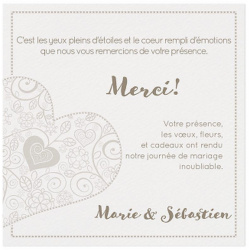 Carte lunch ou remerciements chic crème coeur gris taupe - BELARTO Romantic 726551