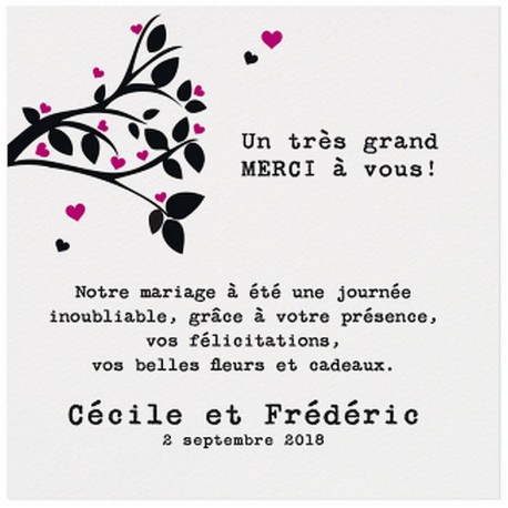 Carte lunch ou remerciements moderne crème arbre noir rose - BELARTO Romantic 726528 Carte lunch ou remerciements moderne crème arbre noir rose - BELARTO Romantic 726528