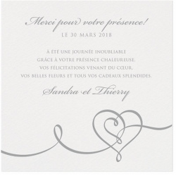 Carte lunch ou remerciements blanche irisée coeur stylisé gris - BELARTO Romantic 726556