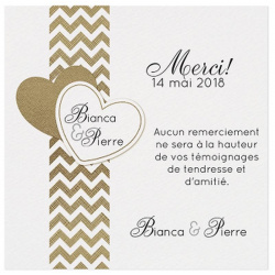 Carte lunch ou remerciements crème coeurs dorés - BELARTO Romantic 726544