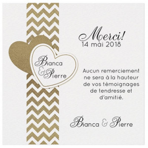 Carte lunch ou remerciements crème coeurs dorés - BELARTO Romantic 726544