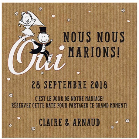 Carte lunch ou remerciements marron effet carton Oui mariés - BELARTO Romantic 726526 Carte lunch ou remerciements marron effet carton Oui mariés - BELARTO Romantic 726526