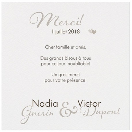 Carte lunch ou remerciements crème papier bords écrasés - BELARTO Romantic 726569