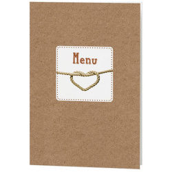 Menu mariage marron papier recyclé coeur corde - Belarto Romantic 726660