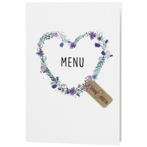 Menu mariage crème fleurs aquarelle coeur - Belarto Romantic 726637