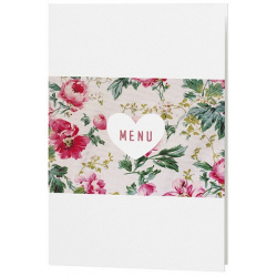 Menu mariage crème fleurs roses vintage coeur - Belarto Romantic 726640