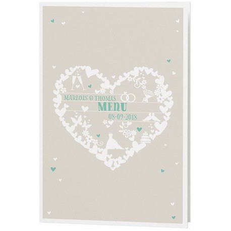 Menu mariage chic taupe coeur - Belarto Romantic 726667 Menu mariage chic taupe coeur - Belarto Romantic 726667