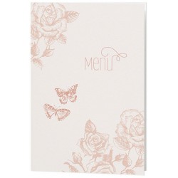 Menu mariage vintage papier irisé fleurs roses - Belarto Romantic 726633