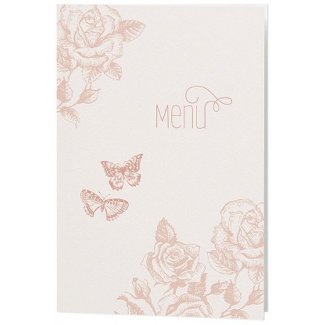 Menu mariage vintage papier irisé fleurs roses - Belarto Romantic 726633