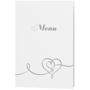 Menu mariage blanc irisé coeur gris - Belarto Romantic 726656