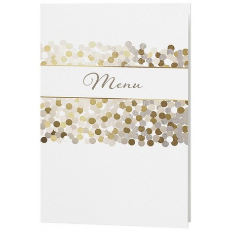 Menu mariage crème irisé décor pois dorés - Belarto Romantic 726648 Menu mariage crème irisé décor pois dorés - Belarto Romantic 726648