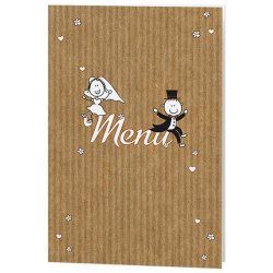 Menu mariage marron effet carton mariés humoristiques - Belarto Romantic 726626