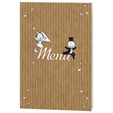 Menu mariage marron effet carton mariés humoristiques - Belarto Romantic 726626 Menu mariage marron effet carton mariés humoristiques - Belarto Romantic 726626