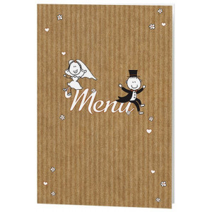 Menu mariage marron effet carton mariés humoristiques - Belarto Romantic 726626