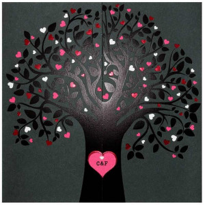 Faire part mariage original moderne fuchsia noir arbre BELARTO Romantic 726028