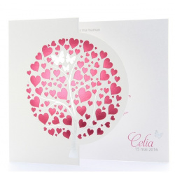 Faire-part de naissance elegant fille arbre coeur fuchsia  Belarto Happy Baby 715934